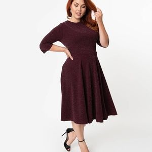 NWT Unique Vintage brand burgundy sparkle dress XL